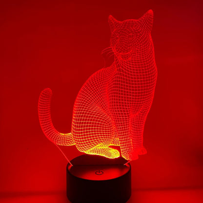 Gepersonaliseerde 3D LED lamp kat met naam – uniek cadeau voor kattenfans en kinderen.