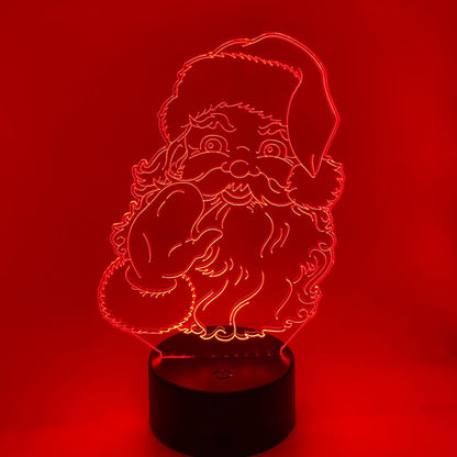 Kerstman 3D lamp – Strakke lijntekening, LED nachtlamp voor woonkamer of kinderkamer