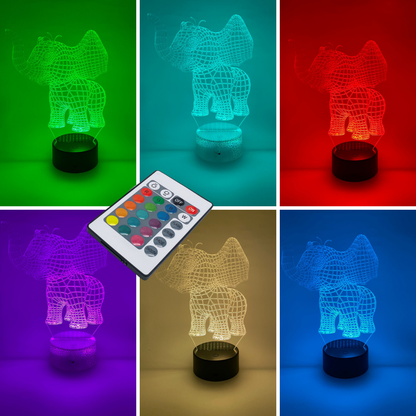 3D LED lamp klein olifantje RGB kleuren verstelbaar kinderlamp