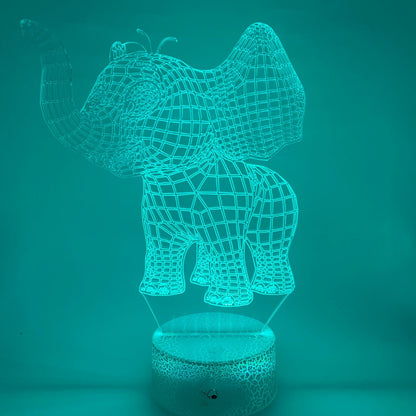 3D LED lamp olifant gepersonaliseerd met naam, uniek verjaardagscadeau