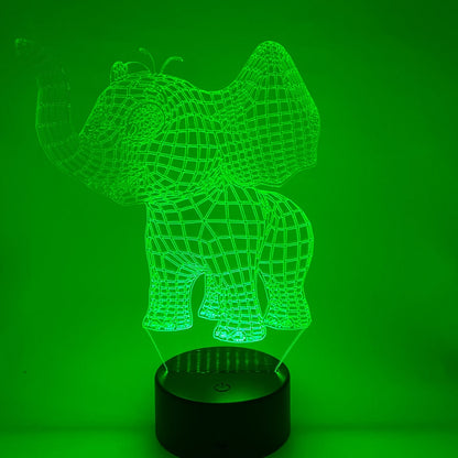 Persoonlijke LED lamp olifant 3D, naam graveren mogelijk, uniek cadeau