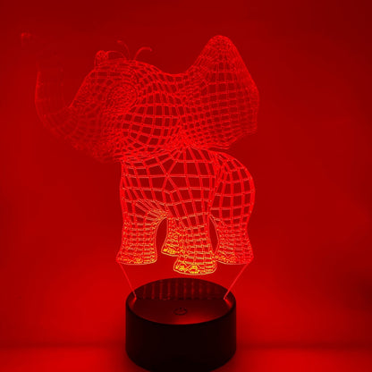 Klein olifantje 3D LED lampje, perfect voor babykamer of kinderkamer