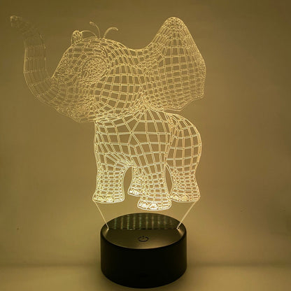 RGB 3D LED olifant lamp, kleuren instelbaar, sfeervolle nachtlamp