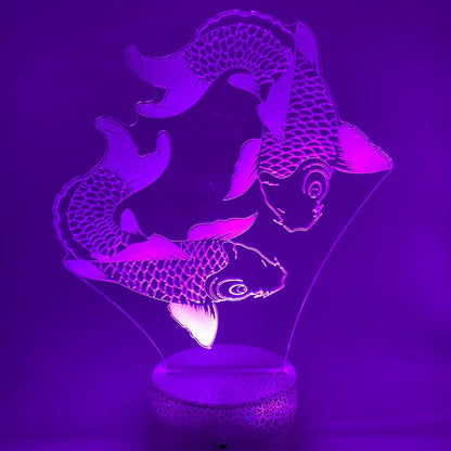 Koikarpers 3D lamp – Strakke lijntekening