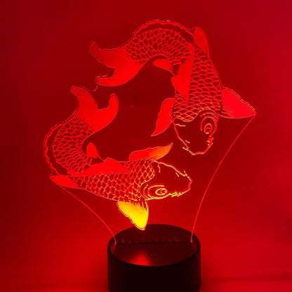 Koikarpers 3D LED lamp – lijntekening met sfeervolle verlichting