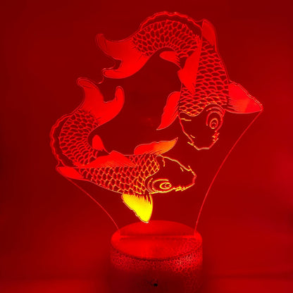 3D LED lamp koikarpers – Met keuze uit verschillende lampvoeten en kleurrijke LED-verlichting