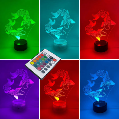 3D LED-lamp koikarpers – Kleurverstelbaar nachtlampje, leuk om cadeau te geven of te krijgen