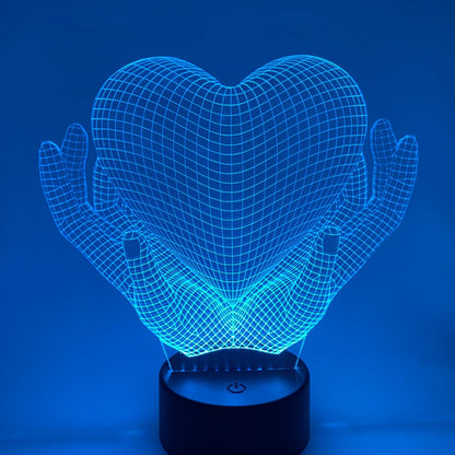 Unieke 3D Love Hands LED lamp met verstelbare kleuren en verschillende lampvoeten