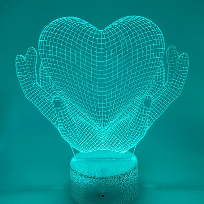 Romantische LED lijntekening lamp in de vorm van handen die een hart vasthouden