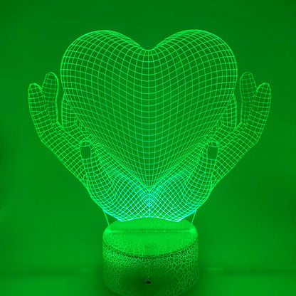 3D Love Hands lijntekening LED lamp met aanpasbare kleuren en keuze uit diverse voetstijlen – uniek cadeau