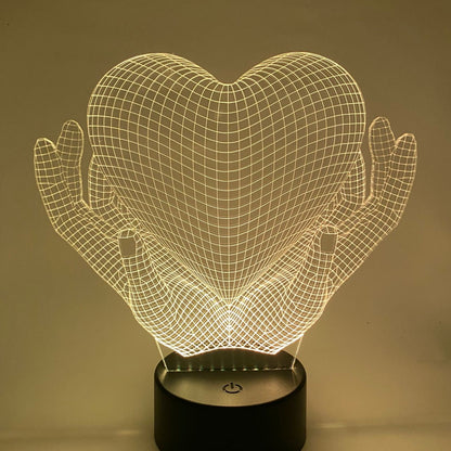 3D Love Hands LED lamp – sfeervolle designlamp met hartmotief, kleuren instelbaar, leuk om te geven of te krijgen als cadeau.