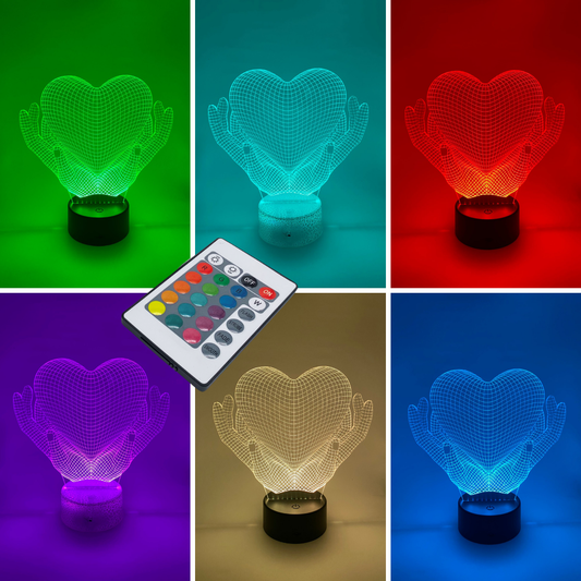 3D LED LAMP - LOVE HANDS MET HART
