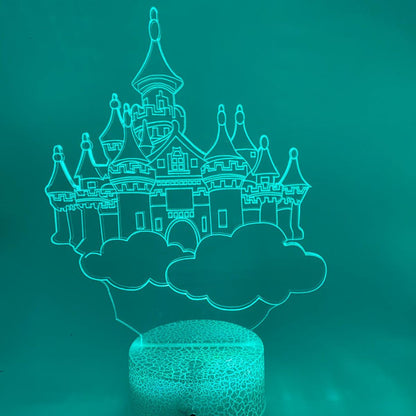 Kleurveranderende 3D LED lamp luchtkasteel, en perfect voor kinderkamers