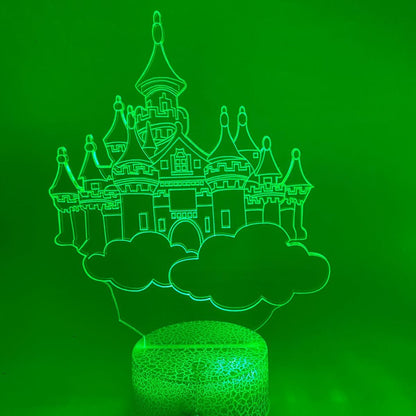 3D LED lamp luchtkasteel, decoratieve lamp met verstelbare kleuren en sprookjesachtige sfeer