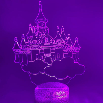 3D LED lamp luchtkasteel, lijntekening stijl, sfeervol licht voor slaapkamer