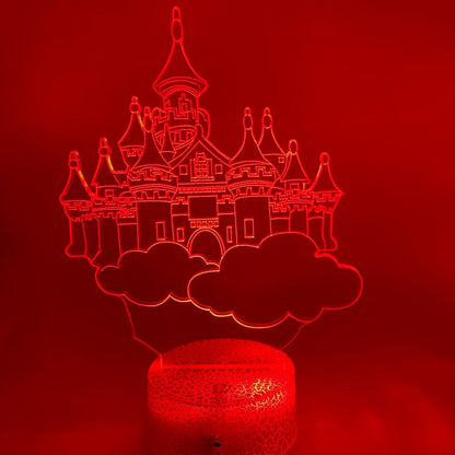 Origineel cadeau: 3D LED lamp luchtkasteel, verschillende lampvoeten en kleuren instelbaar