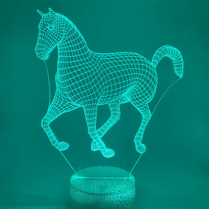 3D LED lamp paard - kies uit verschillende lampvoeten en personaliseer met je naam
