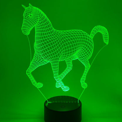 3D LED lamp paard op acryl met lampvoet voor slaapkamer of woonkamer.