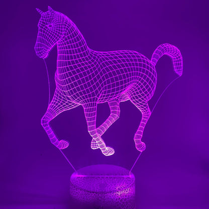 RGB 3D LED paard lamp met kleurwissel – perfect als cadeau voor paardenliefhebbers en kinderen.