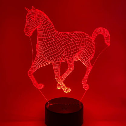 Gepersonaliseerde 3D LED lamp paard met naam – uniek cadeau voor kinderen en paardenfans.