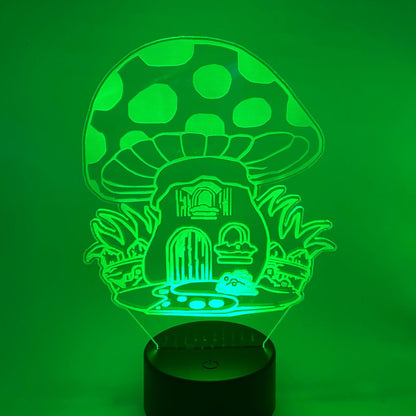 Gepersonaliseerde 3D LED paddenstoelhuisje – voeg een naam toe, uniek cadeau voor kinderen.