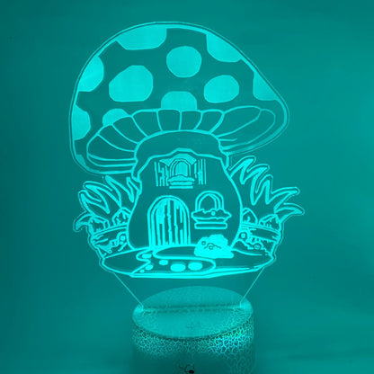 LED lamp paddenstoelhuisje met wisselende kleuren – kleurrijke RGB-verlichting voor magische sfeer.