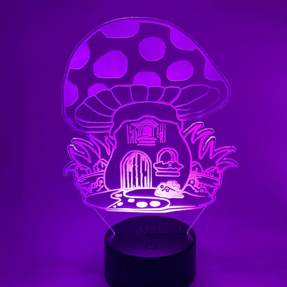 Paddenstoelhuisje 3D lamp lijntekening