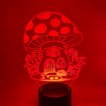 Paddenstoelhuisje LED lamp RGB opties – aanpasbare kleuren, vrolijke en magische sfeer.