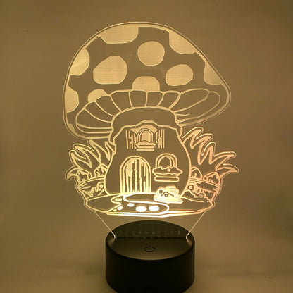 3D LED lamp paddenstoelhuisje decoratie – sfeervolle verlichting, ideaal voor slaapkamer of bureau.