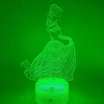 Cadeau-idee 3D LED prinses lamp, ideaal voor kinderkamer en verjaardag