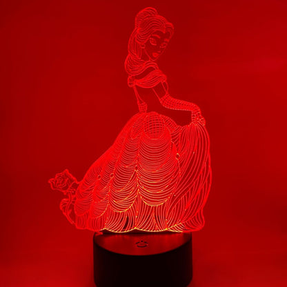 Lijntekening prinses LED lamp, gepersonaliseerd met naam, perfect als cadeau