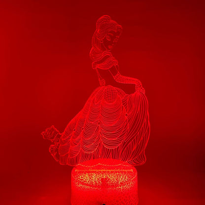3D LED lamp prinses gepersonaliseerd met naam, uniek kinderfeestcadeau