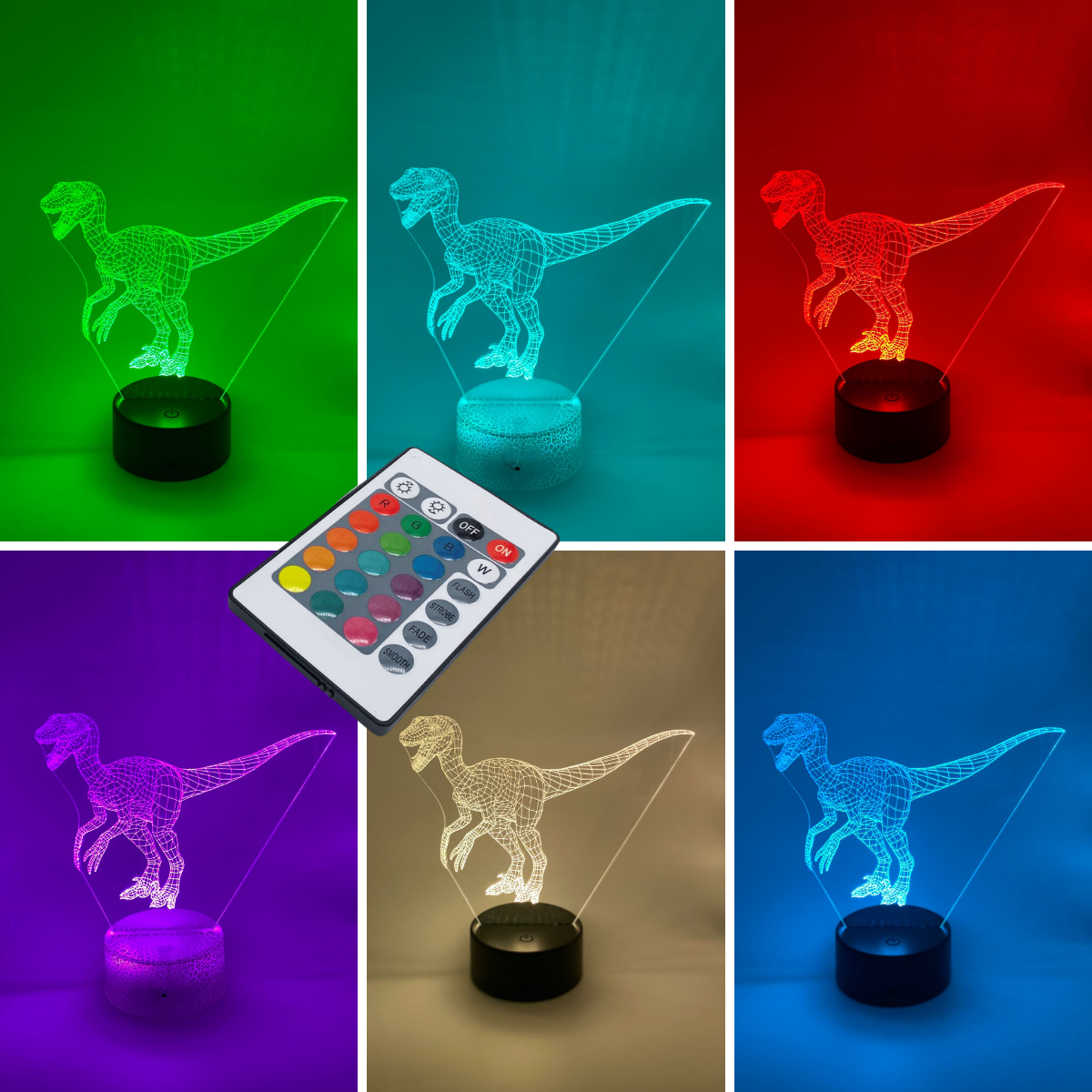 Raptor 3D-lamp met gedetailleerde contouren, perfect voor dinosauriusliefhebbers