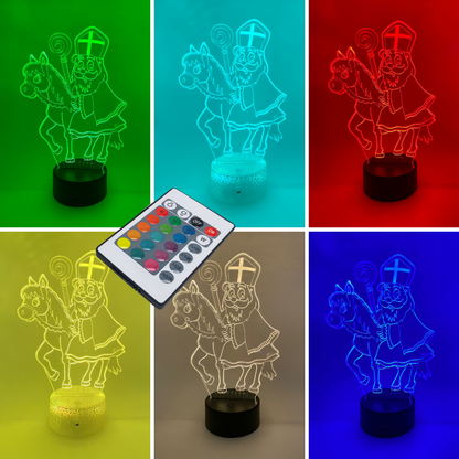 3D LED lamp Sinterklaas RGB – kleurrijk verstelbare Sint-lamp, sfeervol in huis.