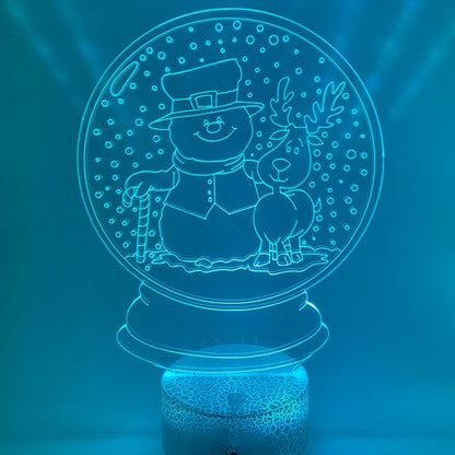 3D LED lamp sneeuwpop in bol – Met verschillende lampvoeten en sfeervolle LED-verlichting