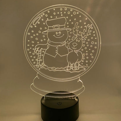 3D LED lamp sneeuwpop in bol – Kleurveranderend en met keuze uit meerdere lampvoeten