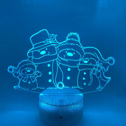 3D LED lamp sneeuwpoppen – Lijntekening - gezellige kerstverlichting