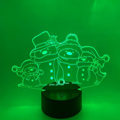Sneeuwpoppen 3D lamp – Strakke lijntekening met verlichting