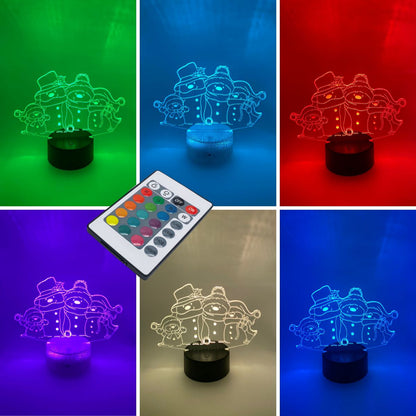 3D LED-lamp sneeuwpoppen – Kleurverstelbaar lampje, perfect als cadeau voor kerst