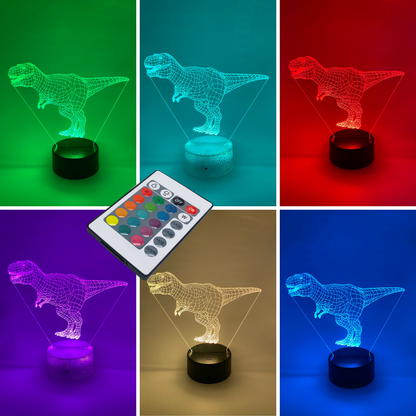 3D LED T-Rex lamp in lijntekening stijl – stoere nachtlamp voor kinderkamer