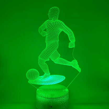 3D LED lamp voetballer, sportdecoratie met verstelbare kleuren, perfect voor voetbalfans