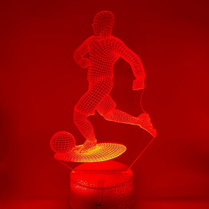 Origineel cadeau: 3D LED lamp voetballer, verschillende lampvoeten en kleuren instelbaar
