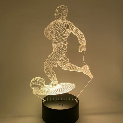 3D LED lamp voetballer, met strakke lijntekening, perfect voor voetbalfans