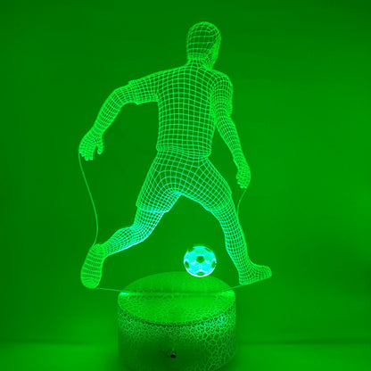 3D LED lamp voetballer 2, cadeau voor kinderen en volwassenen, decoratieve lamp met sportieve uitstraling