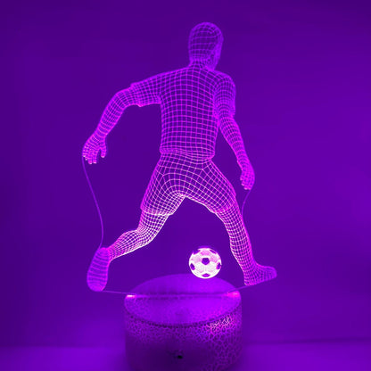 Cadeau 3D LED lamp voetballer 2, instelbare kleuren en elegante voet, leuk om te geven of te krijgen