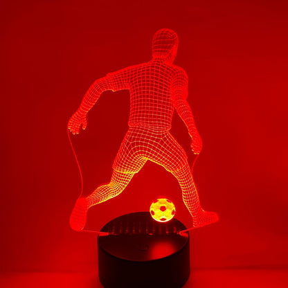 Kleurveranderende 3D LED lamp voetballer 2 met keuze uit verschillende lampvoeten, origineel voetbalcadeau