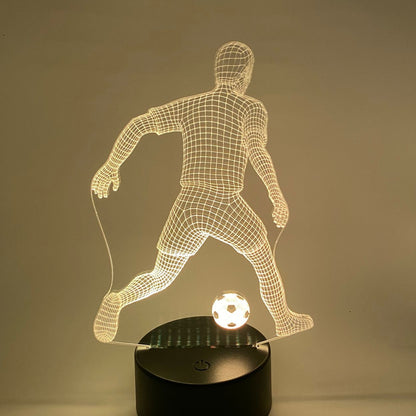 3D LED lamp in voetballer vorm, lijntekening design, sfeervolle verlichting voor kinderen en tieners