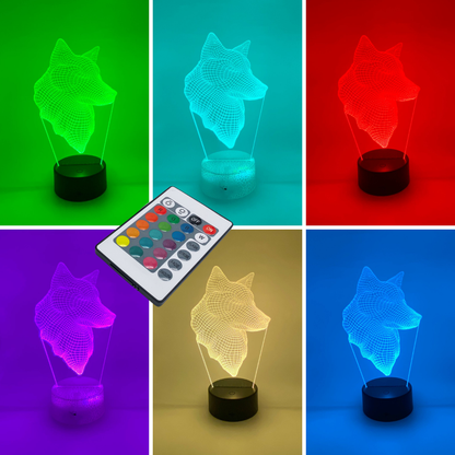 RGB 3D wolf lamp – kleurrijk instelbare LED lamp