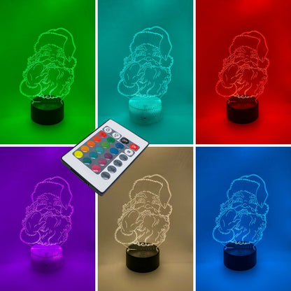 3D LED-lamp Kerstman – Kleurverstelbaar lampje, leuk als kerstcadeau