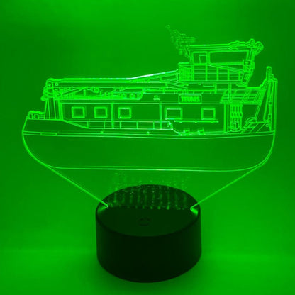 Unieke 3D LED lamp met boot afbeelding en naam of tekst